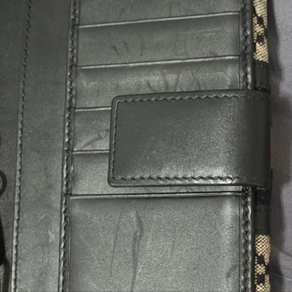 AUTHENTIC Vintage Diamonte Print GUCCI Long Wallet in Black & Tan - Picture 11 of 11